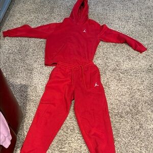 Jordan Women's Bold Red Track Pants and Hoodie